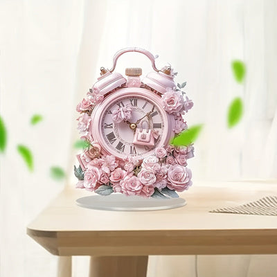 BohoTime Klocka – Rosa Blommor Väckarklocka med Akryl