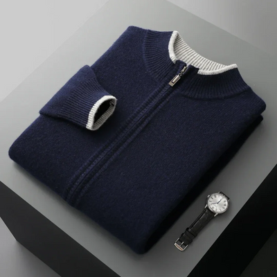 Merino - Cardigan med dragkedja i ull för herr