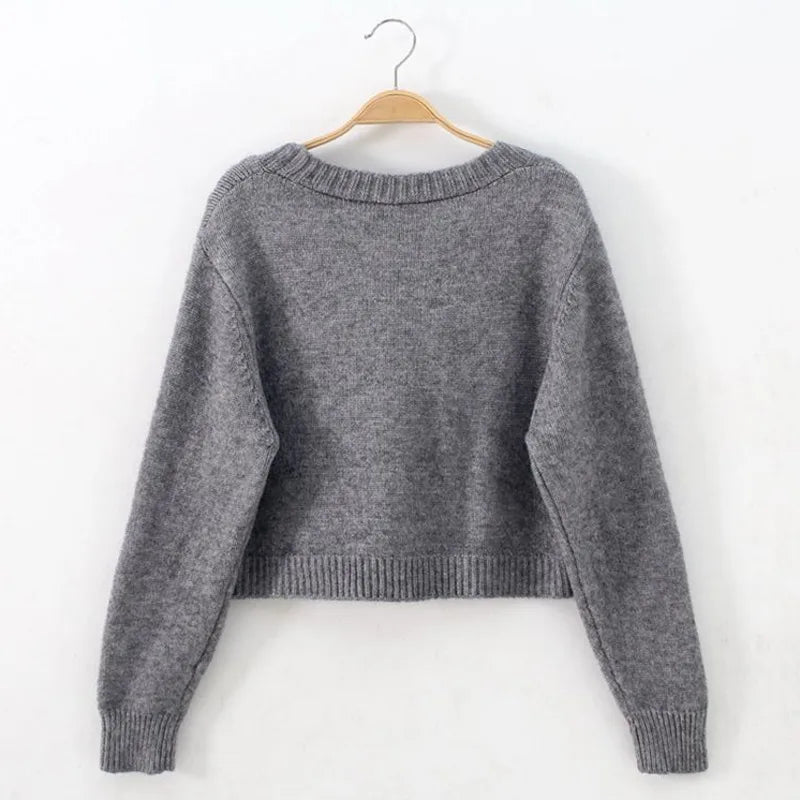 Juliana™ | Croppad Cardigan Långärmad Tröja
