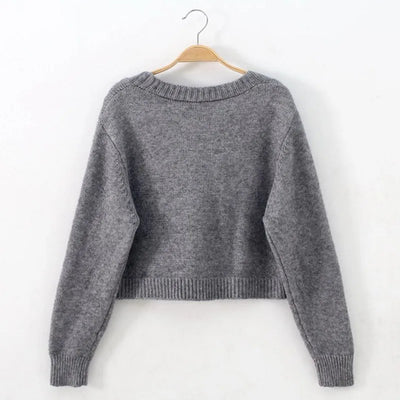Juliana™ | Croppad Cardigan Långärmad Tröja