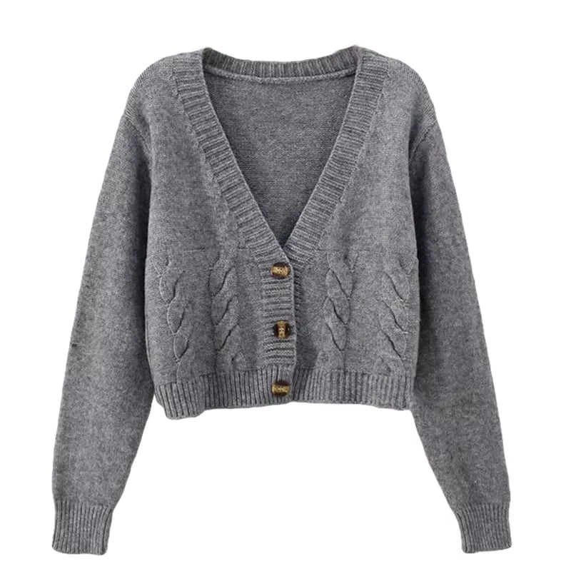 Juliana™ | Croppad Cardigan Långärmad Tröja