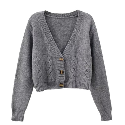 Juliana™ | Croppad Cardigan Långärmad Tröja