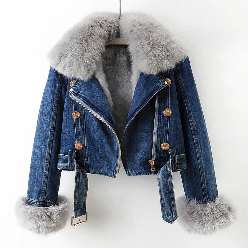 Jeansjacka med päls för vintern