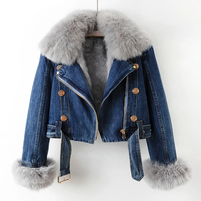 Jeansjacka med päls för vintern
