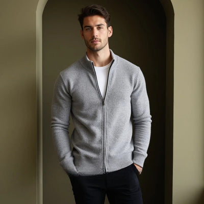 Merino - Cardigan med dragkedja i ull för herr