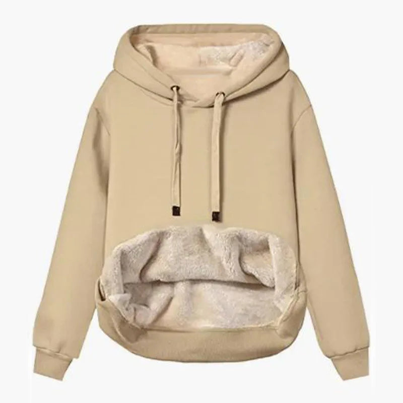 Casual Fleece Vinter Hoodie med Snöre och Hemsdragkedja för Dam | Perfekt för Höst/Vinter