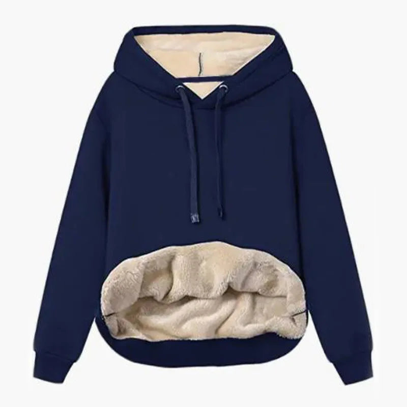 Casual Fleece Vinter Hoodie med Snöre och Hemsdragkedja för Dam | Perfekt för Höst/Vinter