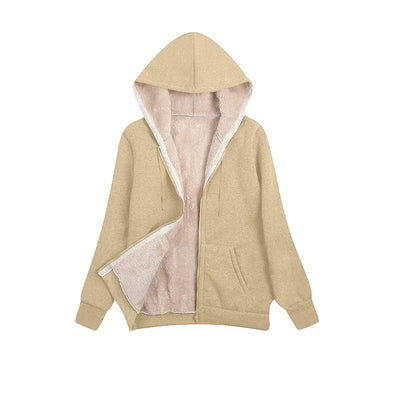 Casual Fleece Vinter Hoodie med Snöre och Hemsdragkedja för Dam | Perfekt för Höst/Vinter