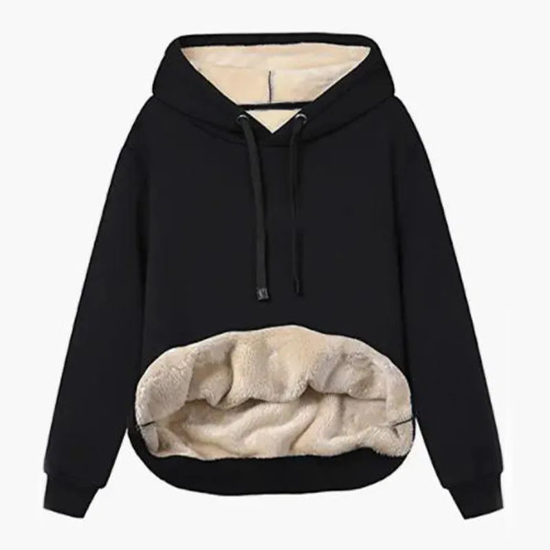 Casual Fleece Vinter Hoodie med Snöre och Hemsdragkedja för Dam | Perfekt för Höst/Vinter