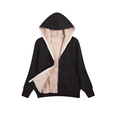 Casual Fleece Vinter Hoodie med Snöre och Hemsdragkedja för Dam | Perfekt för Höst/Vinter