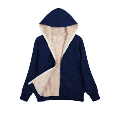 Casual Fleece Vinter Hoodie med Snöre och Hemsdragkedja för Dam | Perfekt för Höst/Vinter