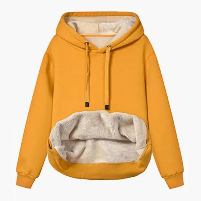 Casual Fleece Vinter Hoodie med Snöre och Hemsdragkedja för Dam | Perfekt för Höst/Vinter