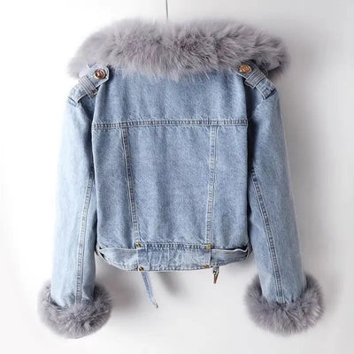 Jeansjacka med päls för vintern