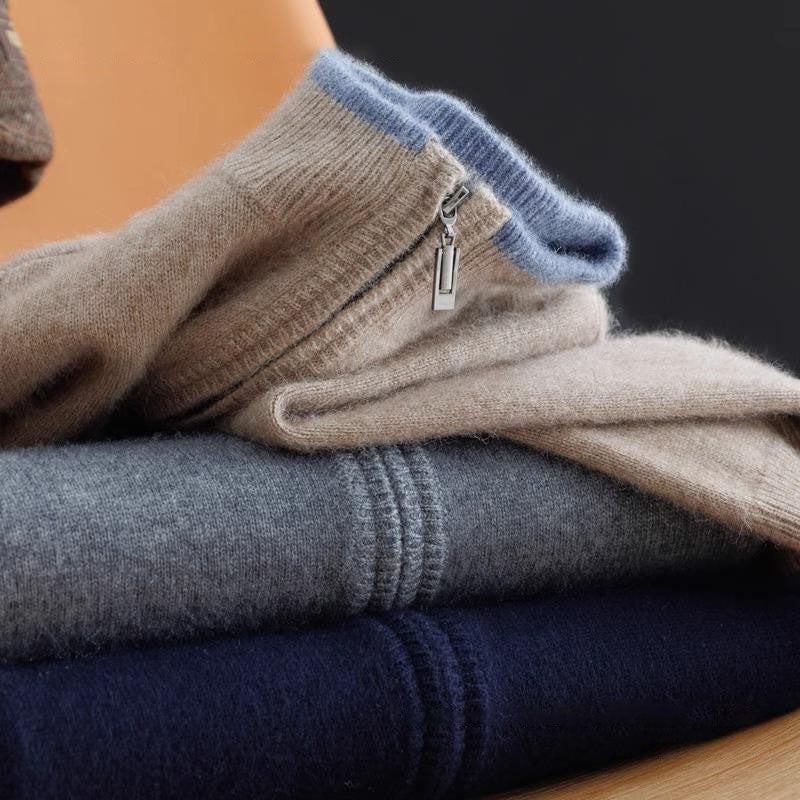 Merino - Cardigan med dragkedja i ull för herr