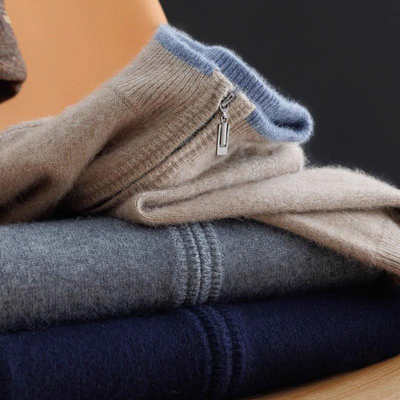 Merino - Cardigan med dragkedja i ull för herr