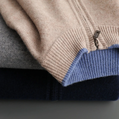 Merino - Cardigan med dragkedja i ull för herr