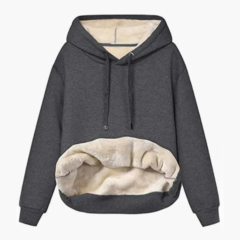 Casual Fleece Vinter Hoodie med Snöre och Hemsdragkedja för Dam | Perfekt för Höst/Vinter