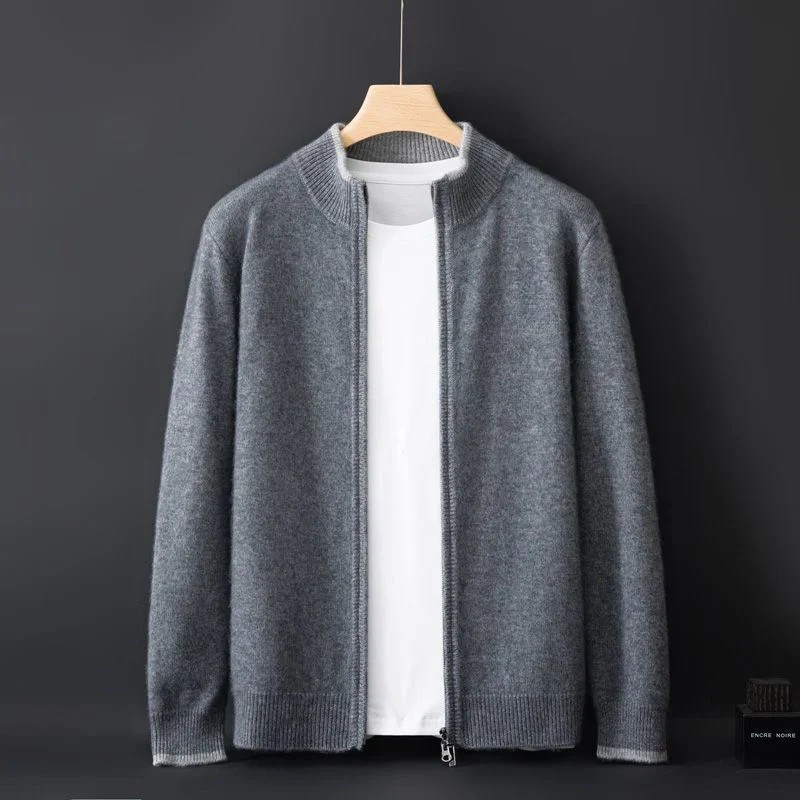 Merino - Cardigan med dragkedja i ull för herr