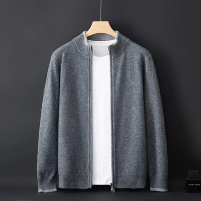 Merino - Cardigan med dragkedja i ull för herr