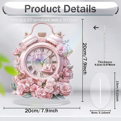 BohoTime Klocka – Rosa Blommor Väckarklocka med Akryl